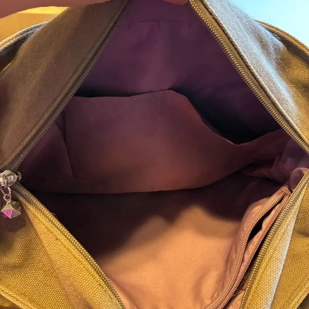 Rare ThinkGeek Handbag of Holding Canvas Messenger Laptop Tote Bag Brown Pink